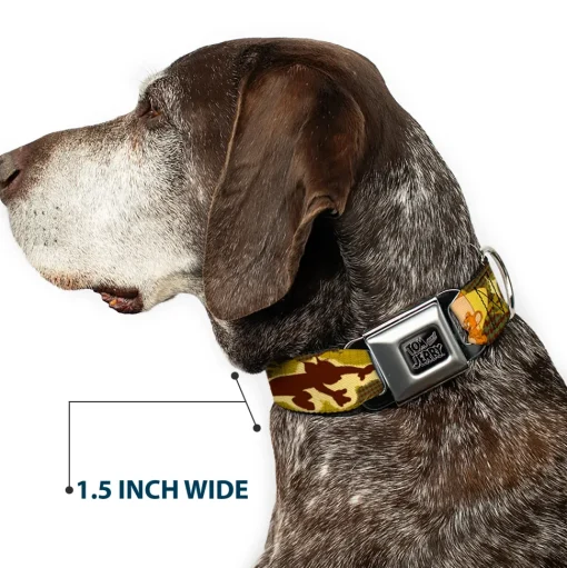 Tom and Jerry Logo Full Color Black Red Seatbelt Buckle Collar - TOM & JERRY Tom Chasing Jerry Houndstooth Browns