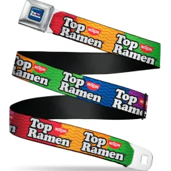 TOP RAMEN Noodle Wave Full Color Blue/Black/White Seatbelt Belt - TOP RAMEN Noodle Wave Blocks Multi Color/Black/White Webbing