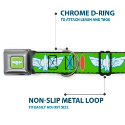Toy Story Buzz Lightyear Space Ranger Wings Icon Full Color Green/Blue/White Seatbelt Buckle Collar - Toy Story Buzz Lightyear Bounding Space Ranger Logo/Buttons Green/White/Blue/Red