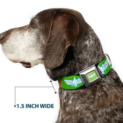 Toy Story Buzz Lightyear Space Ranger Wings Icon Full Color Green/Blue/White Seatbelt Buckle Collar - Toy Story Buzz Lightyear Bounding Space Ranger Logo/Buttons Green/White/Blue/Red
