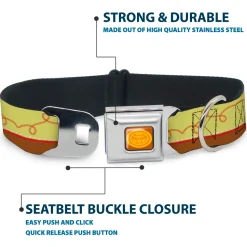 Toy Story Jessie Cowboy Buckle Logo Browns Seatbelt Buckle Collar - Toy Story Jessie Bounding Cowboy Buckle Lasso Stripe Yellow/Red/Brown