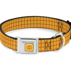 Toy Story Woody Cowboy Buckle Logo Full Color Golds Seatbelt Buckle Collar - Toy Story Woody Bounding Plaid Shirt Gold/Red