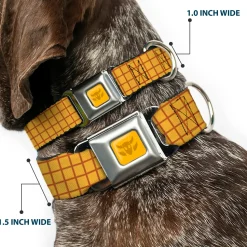 Toy Story Woody Cowboy Buckle Logo Full Color Golds Seatbelt Buckle Collar - Toy Story Woody Bounding Plaid Shirt Gold/Red