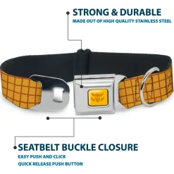 Toy Story Woody Cowboy Buckle Logo Full Color Golds Seatbelt Buckle Collar - Toy Story Woody Bounding Plaid Shirt Gold/Red