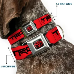 Toyota Logo Full Color Black/Red Seatbelt Buckle Collar - Toyota Racing Development TRD Logo Red/Black
