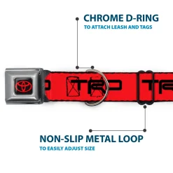 Toyota Logo Full Color Black/Red Seatbelt Buckle Collar - Toyota Racing Development TRD Logo Red/Black