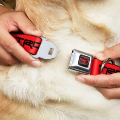 Toyota Logo Full Color Black/Red Seatbelt Buckle Collar - Toyota Racing Development TRD Logo Red/Black