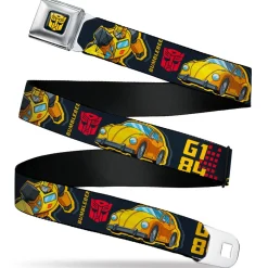 Transformers Autobots Icon Full Color Black/Yellow Seatbelt Belt - Transformers Generations BUMBLEBEE G1 84 Poses Autobot Icon Black/Yellows/Red Webbing