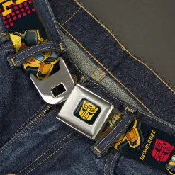 Transformers Autobots Icon Full Color Black/Yellow Seatbelt Belt - Transformers Generations BUMBLEBEE G1 84 Poses Autobot Icon Black/Yellows/Red Webbing