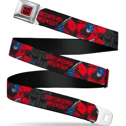 Transformers Autobots Icon Full Color Red/Black Seatbelt Belt - Transformers Generations Optimus Prime Pose and Autobot Icon Black/Gray/Red Webbing