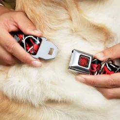 ULTIMATE SPIDER-MAN Spider Logo2 Spider Web Full Color Black White Red Seatbelt Buckle Collar - SPIDER-MAN/3-Poses/Spider Web Sketch Black/White/Red