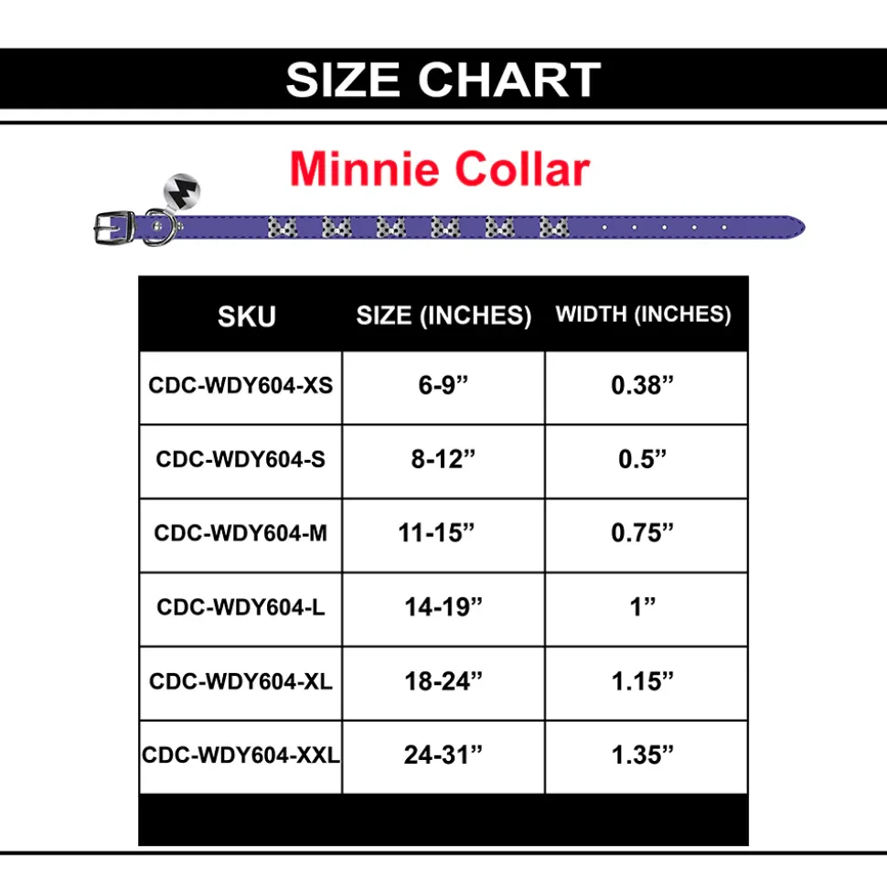 Vegan Leather Dog Collar - Disney Purple PU w Silver Cast Minnie Mouse Bow Embellishments and Charm