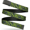 Web Belt Blank Black Buckle - Beetlejuice Title and Icons Collage Blue/Green Webbing
