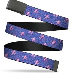 Web Belt Blank Black Buckle - Rick and Morty Rick Electric Shock Pose Blue Webbing