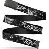 Web Belt Blank Black Buckle - THE JOKER Smiling Eyes Sketch Close-Up Black/White Webbing
