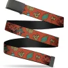 Web Belt Blank Black Buckle - Dungeons & Dragons Dragon Slayer and Icons Collage Reds/Greens Webbing
