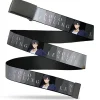 Web Belt Blank Black Buckle - SOLO LEVELING Jinwoo and Hae-In Poses and Title Logo Grays/White Webbing