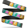 Web Belt Blank Black Buckle - Annabelle Doll Face Pop Art Color Block Multi Color Webbing