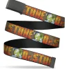 Web Belt Blank Black Buckle - DR. STONE Title Logo and Suika Crying Pose Browns Webbing