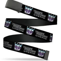 Web Belt Blank Black Buckle - TRANSFORMERS Decepticons Cybertronian Icon Black/Grays/Purples Webbing
