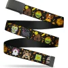 Web Belt Blank Black Buckle - Dungeons & Dragons Halloween Icons and Candy Collage Black/Orange Webbing