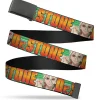 Web Belt Blank Black Buckle - DR. STONE Title Logo and Suika Face Close-Up Greens Webbing