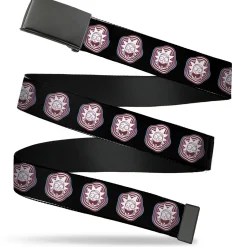 Web Belt Blank Black Buckle - Rick and Morty Rick Vaporwave Bullseye Black/Blue/Red/White Webbing