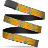 Web Belt Blank Black Buckle - Furby Furbmoji and Furbish Phrases and Icons Orange/Pink/Purple Webbing