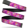 Web Belt Blank Black Buckle - Adventure Time Princess Bubblegum Poses Collage Lavender Webbing