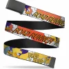 Web Belt Blank Black Buckle - ROAD RUNNER w/Road Runner Poses Orange Webbing