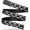 Web Belt Blank Black Buckle - Skull & Cross Bones Staggered Black/White Webbing