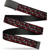 Web Belt Blank Black Buckle - Skelanimals Bonita the Unicorn Poses Stripe Black/Red/Gray Webbing