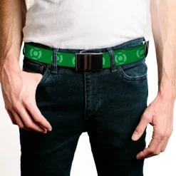 Web Belt Blank Black Buckle - Green Lantern Logo Weathered Greens Webbing