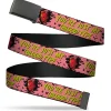 Web Belt Blank Black Buckle - The Lost Boys David Heart Icon YOU'RE JUST MY (BLOOD) TYPE Pink/Yellow Webbing