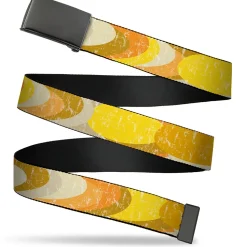 Web Belt Blank Black Buckle - Spots Stacked Weathered Yellows/Browns Webbing