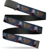 Web Belt Blank Black Buckle - BALDUR'S GATE III Title Logo and Astarion Pose Blue Webbing