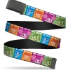 Web Belt Blank Black Buckle - Dexter's Laboratory Four Character Pose Blocks Multi Color Webbing