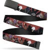Web Belt Blank Black Buckle - My Hero Academia Villains Group Pose Red Webbing