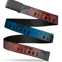 Web Belt Blank Black Buckle - STAR TREK PICARD Title Logo Galaxy/Black Webbing