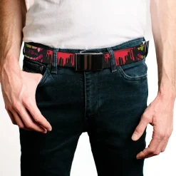 Web Belt Blank Black Buckle - THE LOST BOYS Teeth Fangs Close-Up Title Logo Black/Reds/Yellows Webbing