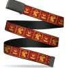 Web Belt Blank Black Buckle - Samurai Jack Action Pose and Dragon Icon Blocks Reds/Orange Webbing
