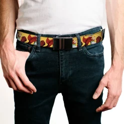 Web Belt Blank Black Buckle - My Hero Academia Mirio Togata Upper Cut Pose Yellow Webbing