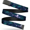 Web Belt Blank Black Buckle - Dungeons & Dragons Drizzt and Guenhwyvar with Icons Blues/Purples Webbing