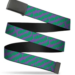 Web Belt Blank Black Buckle - Joker HAHAHA Purple/Green Webbing