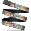 Web Belt Blank Black Buckle - Fruits Basket Kyo Tohru Yuki Group Pose Greens/Blues Webbing