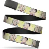 Web Belt Blank Black Buckle - Dr. Stone Chibi Senku and Gen Faces Stars Yellows Webbing