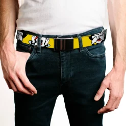Web Belt Blank Black Buckle - Animaniacs Wakko See Hear Speak No Evil Poses Yellow Webbing