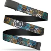 Web Belt Blank Black Buckle - Smiley Face Crossbones Stacked Gray/Multi Color Webbing