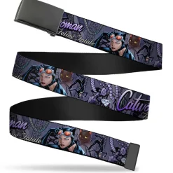 Web Belt Blank Black Buckle - CATWOMAN-NINE LIVES OF A FELINE FATALE Pose2/Jewelry/Black Cat Purples Webbing