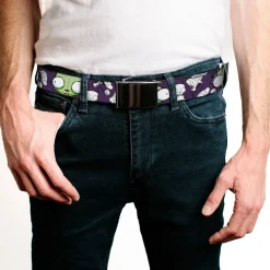 Web Belt Blank Black Buckle - Invader Zim GIR Poses and Sketch Purple Webbing
